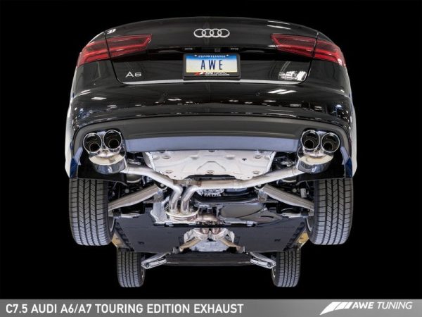 AWE Tuning Audi C7.5 A6 3.0T Touring Edition Exhaust - Quad Outlet Diamond Black Tips Online now