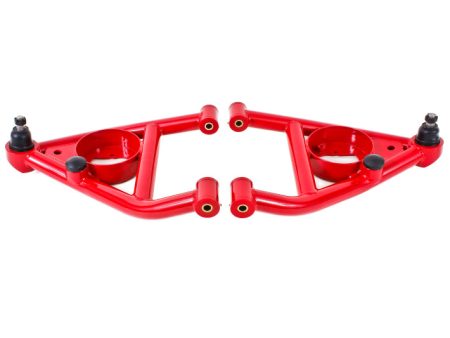 BMR 67-69 F-Body A-arms Lower, DOM Non-adjustable Polyurethane Bushings Front Bump Stops Red Discount