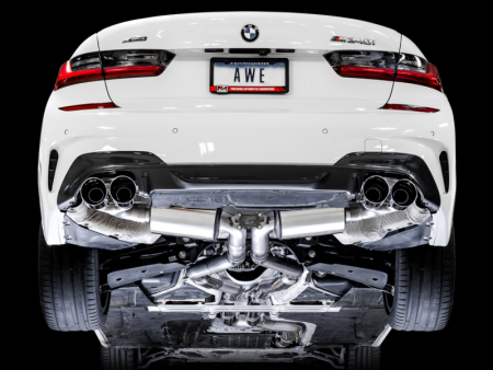 AWE Tuning 2019+ BMW M340i (G20) Non-Resonated Touring Edition Exhaust - Quad Diamond Black Tips Hot on Sale