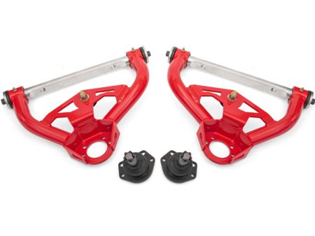 BMR 78-87 GM G-Body Non-Adjustable Upper A-Arms Delrin 0.5in Tall Ball Joint - Red For Sale