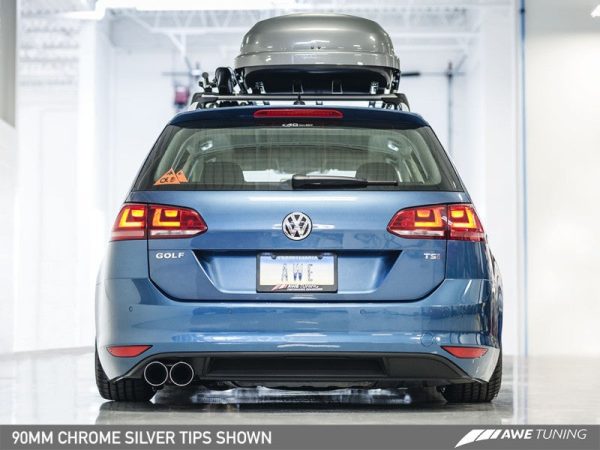 AWE Tuning VW MK7 Golf SportWagen Track Edition Exhaust w Chrome Silver Tips (90mm) Online Sale