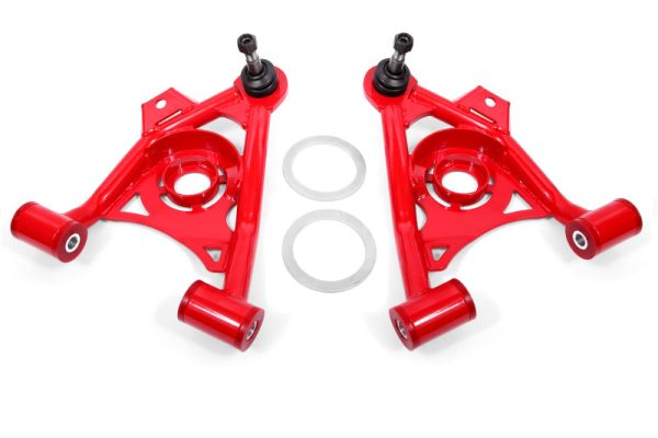 BMR 79-93 Mustang Fox Lower Control A-Arm Front w  Spring Pocket Tall Ball Joint - Red Online now