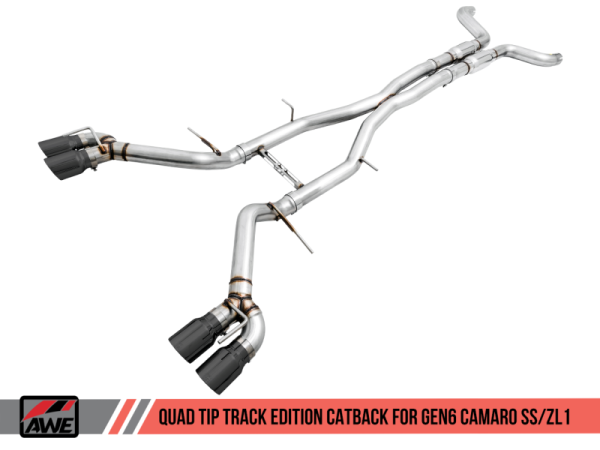 AWE Tuning 16-19 Chevy Camaro SS Resonated Cat-Back Exhaust -Track Edition (Quad Diamond Black Tips) Sale