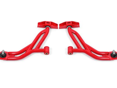 BMR 10-14 Ford Mustang Non-Adj. Lower A-Arms Delrin Rod End w  19mm Tall Ball Joint - Red For Cheap