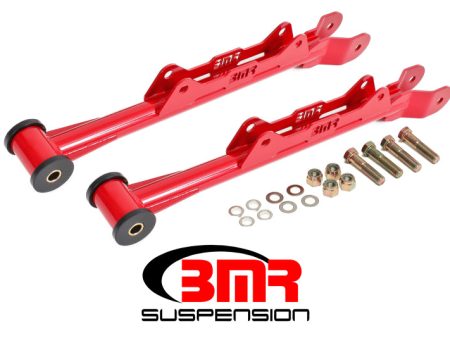 BMR 10-15 5th Gen Camaro Chrome Moly Non-Adj. Rear Lower Control Arms (Delrin) - Red For Sale