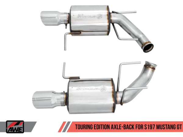 AWE Tuning S197 Mustang GT Axle-back Exhaust - Touring Edition (Chrome Silver Tips) Online now