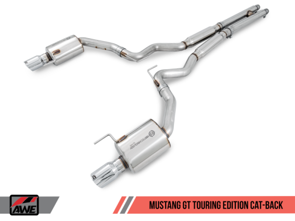 AWE Tuning S550 Mustang GT Cat-back Exhaust - Touring Edition (Chrome Silver Tips) on Sale