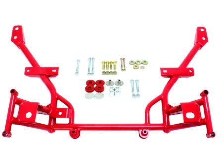 BMR 05-14 S197 Mustang K-Member w  1 2in Lowered Motor Mounts and STD. Rack Mounts - Red Sale