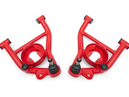 BMR 82-92 GM F-Body Non-Adj Lower A-Arms Delrin Bushings Spring Pocket - Red Hot on Sale