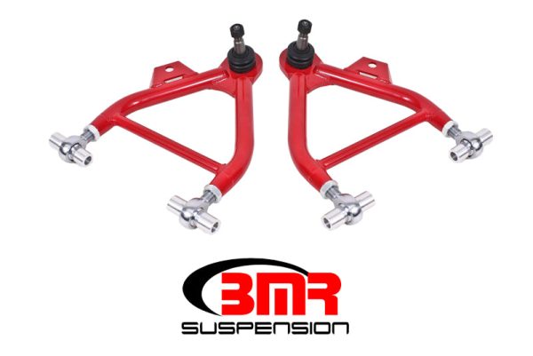 BMR 79-93 Fox Mustang Lower A-Arms (Coilover Only) w  Adj. Rod End and Tall Ball Joint - Red For Discount