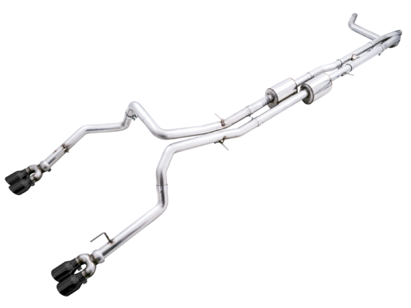 AWE Tuning 4th Gen GM 1500 6.2L 0FG Catback Split Rear Exit (w  Bumper Cutouts) - Quad Diamond Tips Sale