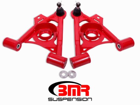 BMR 79-93 Fox Mustang Non-Adj Lower A-Arms Standard Ball Joint Spring Pocket - Red For Cheap