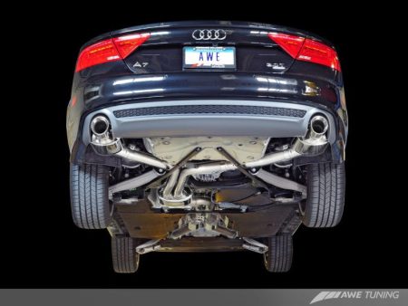 AWE Tuning Audi C7 A7 3.0T Touring Edition Exhaust - Dual Outlet Chrome Silver Tips Discount