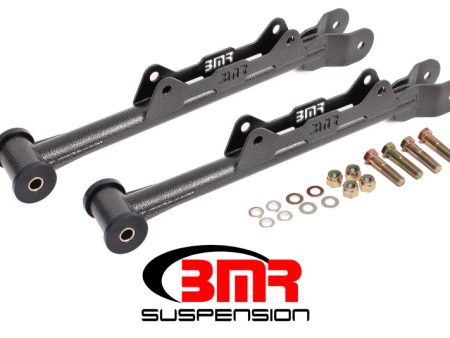 BMR 10-15 5th Gen Camaro Chrome Moly Non-Adj. Rear Lower Control Arms (Delrin) - Black Hammertone For Sale