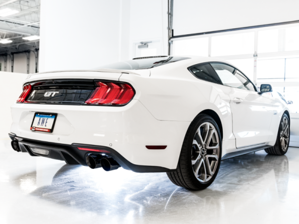 AWE Tuning 2018+ Ford Mustang GT (S550) Cat-back Exhaust - Touring Edition (Quad Diamond Black Tips) on Sale