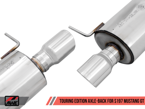 AWE Tuning S197 Mustang GT Axle-back Exhaust - Touring Edition (Chrome Silver Tips) Online now