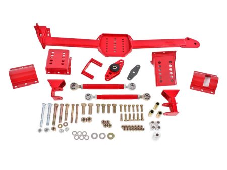 BMR 05-14 S197 Mustang Body Mount Watts Link Rod End Poly w  Adj. Axle Clamps - Red Hot on Sale