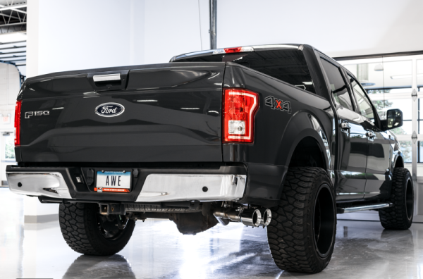 AWE Tuning 2015+ Ford F-150 0FG Single Exit Performance Exhaust System w 4.5in Chrome Silver Tips For Discount