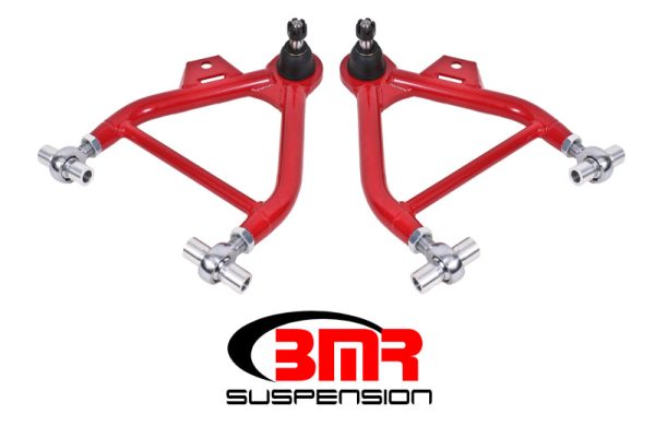 BMR 79-93 Fox Mustang Lower A-Arms (Coilover Only) w  Adj. Rod End and STD. Ball Joint - Red Fashion