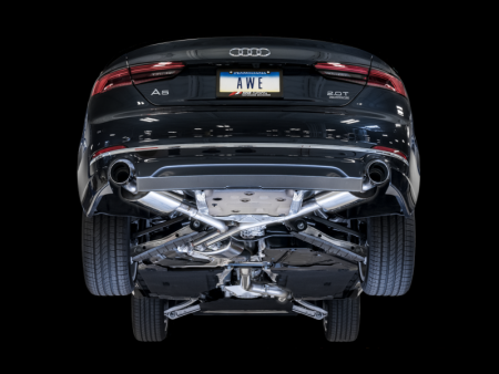 AWE Tuning Audi B9 A5 Touring Edition Exhaust Dual Outlet - Chrome Silver Tips (Includes DP) Discount