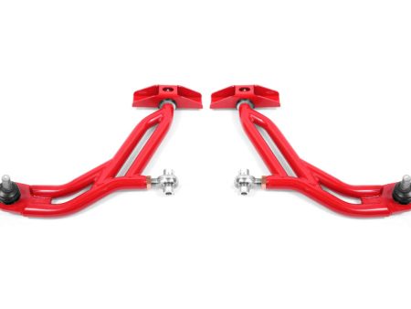 BMR 10-14 Ford Mustang Adj. Lower A-Arms w  Delrin Rod End   18mm Tall Ball Joint - Red Fashion