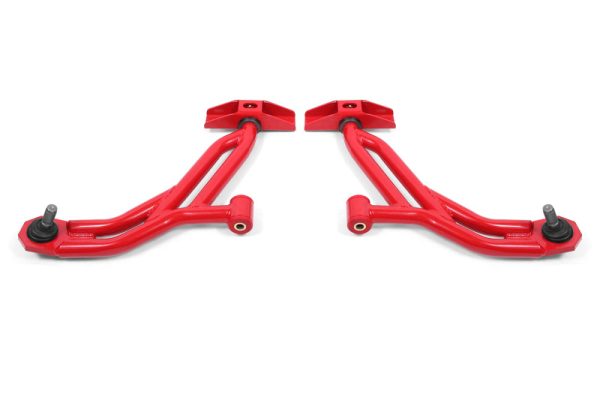 BMR 10-14 Ford Mustang   Shelby GT500 Non-Adj. Lower A-Arms (Poly Delrin) - Red For Discount