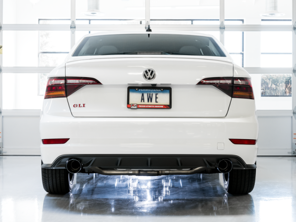 AWE Tuning 18-21 Volkswagen Jetta GLI Mk7 Track Exhaust - Diamond Black Tips (Fits High-Flow DP) For Sale