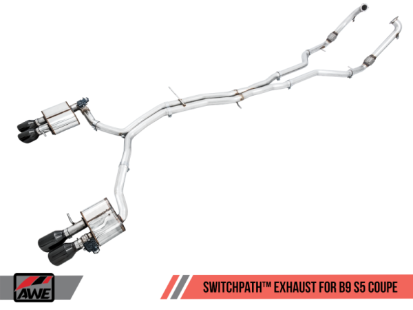 AWE Tuning Audi B9 S5 Coupe SwitchPath Exhaust w  Black Diamond Tips (102mm) Cheap