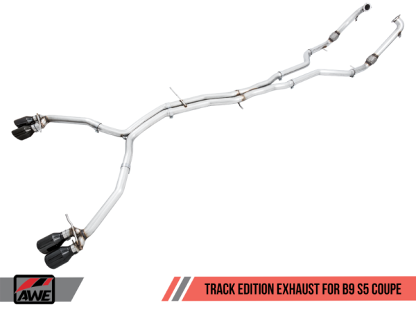 AWE Tuning Audi B9 S5 Coupe 3.0T Track Edition Exhaust - Diamond Black Tips (102mm) Hot on Sale