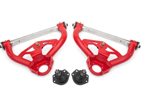 BMR 78-87 GM G-Body Non-Adjustable Upper A-Arms Delrin Std Ball Joint - Red Discount