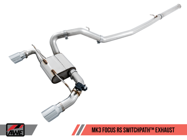 AWE Tuning Ford Focus RS SwitchPath Cat-back Exhaust - Chrome Silver Tips Discount