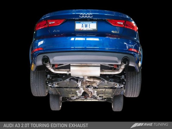 AWE Tuning Audi 8V A3 Touring Edition Exhaust - Dual Outlet Chrome Silver 90 mm Tips Online Sale