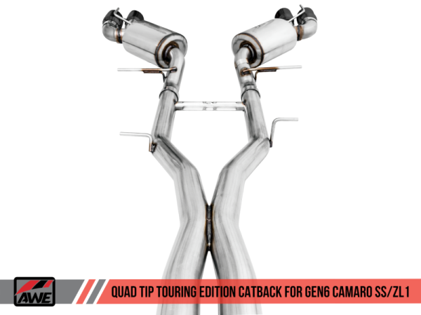 AWE Tuning 16-19 Chevy Camaro SS Res Cat-Back Exhaust -Touring Edition (Quad Diamond Black Tips) Online now