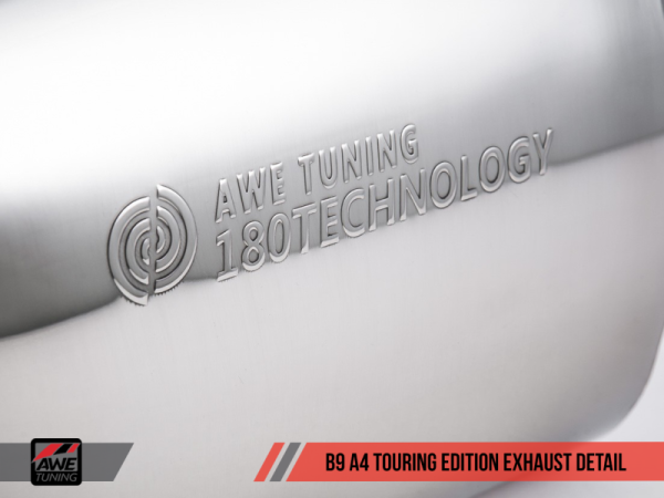 AWE Tuning Audi B9 A4 Touring Edition Exhaust Dual Outlet - Diamond Black Tips (Includes DP) Supply