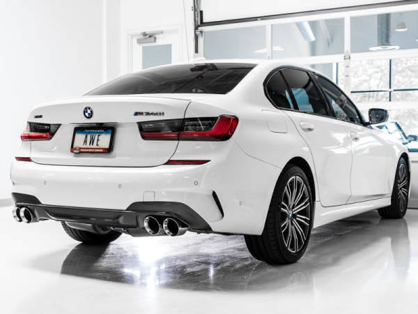 AWE Tuning 2019+ BMW M340i (G20) Track Edition Exhaust - Quad Chrome Silver Tips Fashion