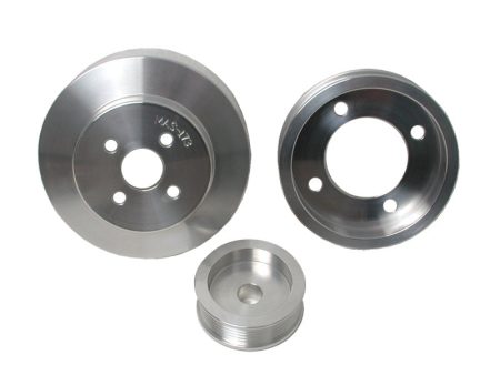 BBK 94-95 Mustang 5.0 Underdrive Pulley Kit - Lightweight CNC Billet Aluminum (3pc) For Sale