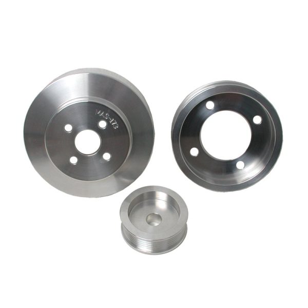 BBK 94-95 Mustang 5.0 Underdrive Pulley Kit - Lightweight CNC Billet Aluminum (3pc) For Sale