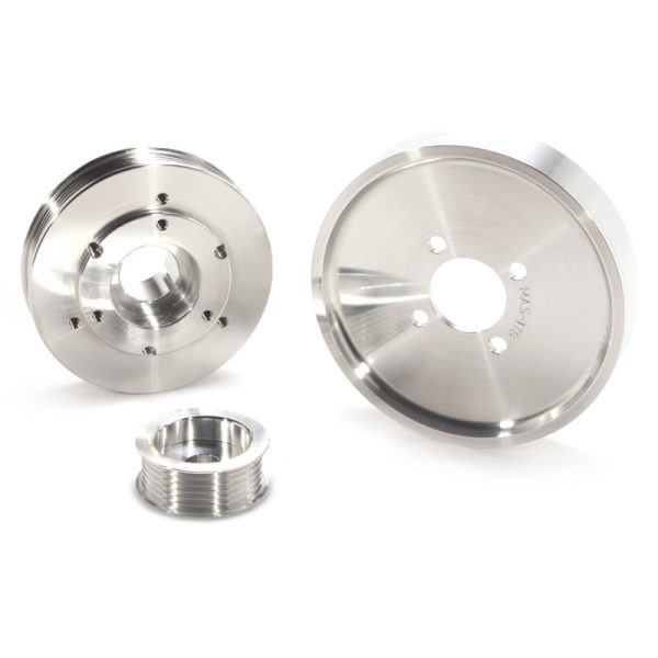 BBK 02-04 Mustang 4.6 GT Underdrive Pulley Kit - Lightweight CNC Billet Aluminum (3pc) For Sale