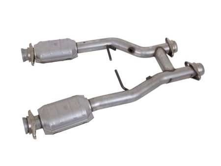 BBK 96-04 Mustang 4.6 GT   Cobra Short Mid H Pipe w Catalytic Converters 2-1 2 For Long Tube Headers For Discount