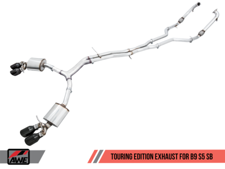 AWE Tuning Audi B9 S5 Sportback Touring Edition Exhaust - Non-Resonated (Black 102mm Tips) Hot on Sale