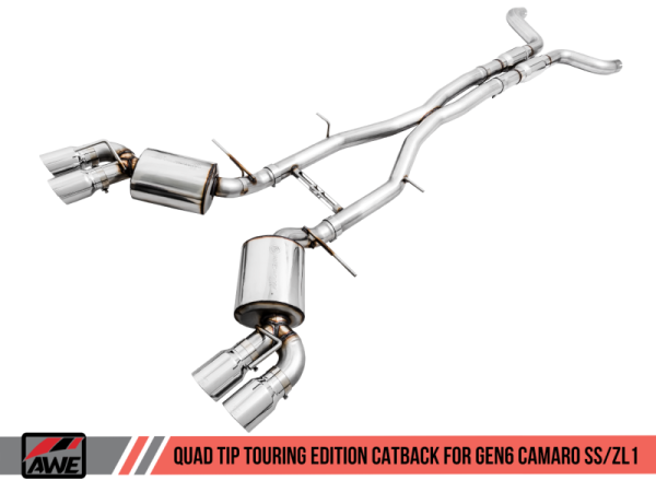 AWE Tuning 16-19 Chevy Camaro SS Res Cat-Back Exhaust -Touring Edition (Quad Chrome Silver Tips) Discount