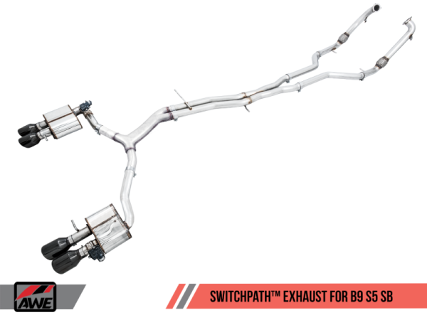 AWE Tuning Audi B9 S5 Sportback SwitchPath Exhaust - Non-Resonated (Black 102mm Tips) Online