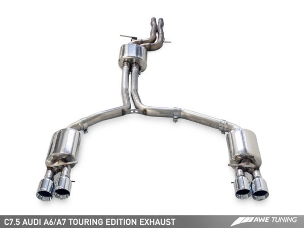 AWE Tuning Audi C7.5 A7 3.0T Touring Edition Exhaust - Quad Outlet Chrome Silver Tips Cheap