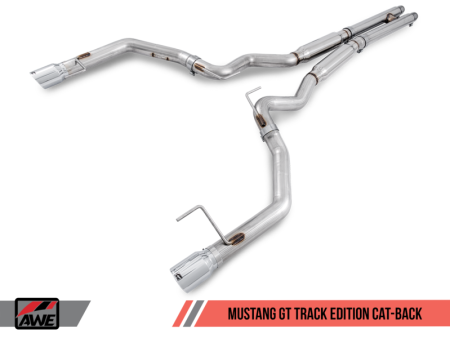 AWE Tuning S550 Mustang GT Cat-back Exhaust - Track Edition (Chrome Silver Tips) Online now