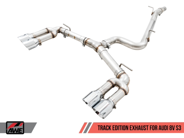 AWE Tuning Audi 8V S3 Track Edition Exhaust w Chrome Silver Tips 102mm Online Sale