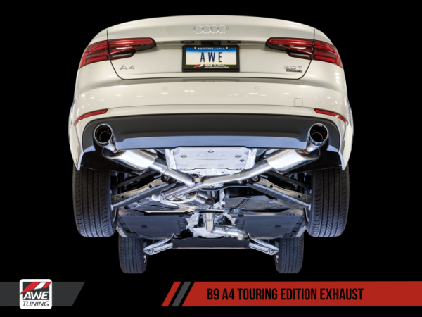 AWE Tuning Audi B9 A4 Touring Edition Exhaust Dual Outlet - Diamond Black Tips (Includes DP) Supply