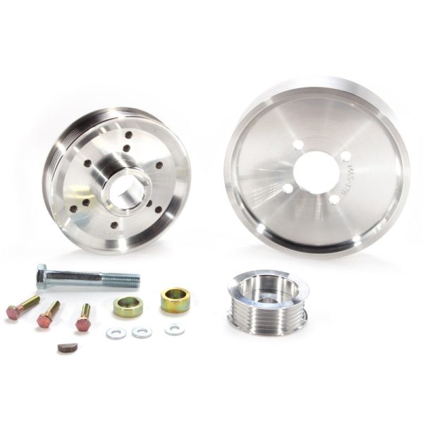 BBK 02-04 Mustang 4.6 GT Underdrive Pulley Kit - Lightweight CNC Billet Aluminum (3pc) For Sale