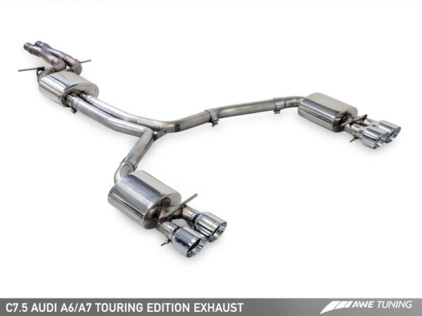 AWE Tuning Audi C7.5 A6 3.0T Touring Edition Exhaust - Quad Outlet Chrome Silver Tips For Discount