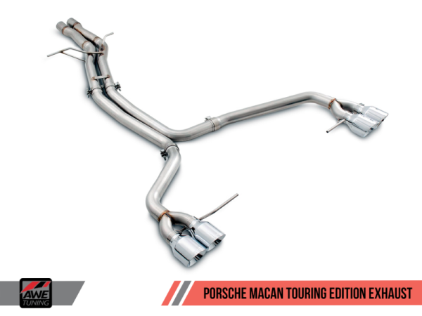 AWE Tuning Porsche Macan Touring Edition Exhaust System - Chrome Silver 102mm Tips For Sale