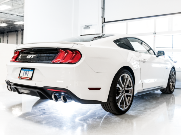 AWE Tuning 2018+ Ford Mustang GT (S550) Cat-back Exhaust - Touring Edition (Quad Chrome Silver Tips) For Cheap